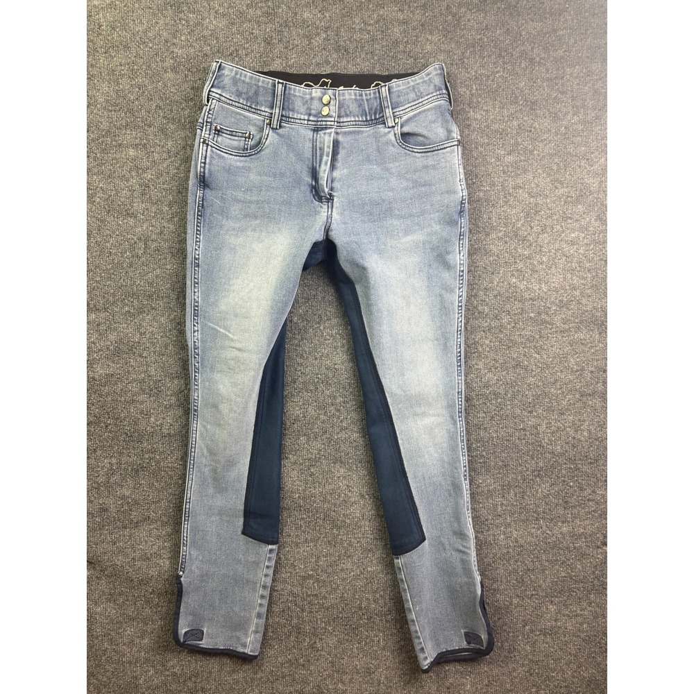Goode Rider Equestrian Jean Women 30L Light Blue Wash Full Seat Breeches